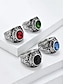 preiswerte Herrenschmuck-Herren-Vintage-Armeering mit smaragdgrünem Edelstein – antiker silberner Statement-Ring im Militärstil für Veteranen und Sammler
