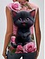 billige Grafisk butikk Tank topper &amp; Camis-Dame Skjorte Bluse Grafisk Dyr Stilfull Fritid Ermeløs Med stropper Vanlige topper Daglig Trykt mønster Hvit Rosa Rød Blå Sommer