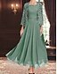 preiswerte Unter 129,99 $-Kleid-Sets Brautmutterkleid Hochzeitsgast Elegant Party Einfach Quadrathals Bodenlang Polyester Langarm mit Einfarbig 2025