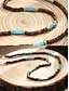 abordables Joyas para hombres-Collar de cuentas de madera natural para hombre con detalles en turquesa, estilo bohemio surfista, joyería ajustable para playa, festivales y atuendos casuales.