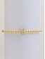 abordables Pulsera de mujer-Pulsera inicial con cuentas doradas para mujer: joyería con dijes del alfabeto personalizados, diseño elástico ajustable, estilo elegante, adecuada para regalos de graduación, cumpleaños y uso diario.