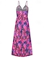 abordables Robes Floraux Imprimés-Femmes Robe Midi Robe d&#039;été Robe Nuisette Robe bohème Mode Moderne Quotidien Plage Week-end Coupe régulière Fleuri Sans manches Col en V Jaune clair Jaune Bleu Violet Été