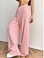 billiga breda ben och hög midja-Kvinnors Vida Ben Chinos Baggy Byxor Semester Mode Streetwear Full längd Hög Midja Randig Elastisk Midjeband Tryck Bekväm Mjuk Komfortabel Mikro-elastisk Utomhus Gata Svart Rosa Blå Brun