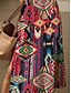 abordables Vestidos Boho-Mujer Vestido Midi Vestido de verano Vestido de una línea Vacaciones Casual Ajuste regular Graphic Geométrico Cosecha Manga Corta Escote en Pico Vino Morado Verde Trébol Verano Primavera Otoño