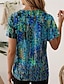 billiga Konst &amp; Design t-shirt-Dam T-shirt Grafisk Abstrakt Stylish Ledigt Trendig Kortärmad Rund hals Vanliga toppar Dagligen Utekväll Helgen Mönster Rubinrött Purpur Grön Sommar Vår