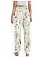 preiswerte Hose aus Baumwollleinen mit Grafik-Damen Leinen-inspirierte Hosen Weites Bein Hosen Hose Ethno-Stil Lässig Boho Volle Länge Hohe Taille Blumen Tasche Elastischer Bund Drucken Atmungsaktivität Weich Mikroelastisch Outdoor Yoga Wei