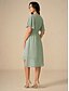 abordables Robes décontractées-Femmes Robe Longueur Genou Robe de demoiselle d&#039;honneur Robe trapèze Élégant Manche à volant robe demoiselle d honneur Cocktail Coupe régulière Uni Manche Courte Col en V Rose Claire Bleu Vert Été