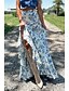 billiga Grafiska kjolar-Dam Kjol Böhmen Ledigt Boho Maxi Mellanhög midja Kjolar Blommig Mönster Kluvna toppar Microelastisk Gata Utekväll Beige Sommar Polyester