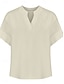 preiswerte Hemden-Damen Bluse Einfach Basic Lässig Kurzarm Einkerbiger Ausschnitt Normale Oberteile Täglich Knöpfe Tasche Rote Blau Purpur Beige Sommer Frühling