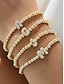 abordables Pulsera de mujer-Pulsera inicial con cuentas doradas para mujer: joyería con dijes del alfabeto personalizados, diseño elástico ajustable, estilo elegante, adecuada para regalos de graduación, cumpleaños y uso diario.