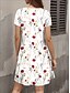 billige Blomsterkjole-Dame Mini kjole T shirt kjole A Linje Kjole Sommerkjole Afslappet Daglig Regulær Blomstret Grafisk Kortærmet Rund Hals Rød Blå Lilla Sommer Forår