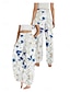 economico Pantaloni-Per donna Pantaloni ispirati al lino Gamba larga Pantaloni Stile Etnico Casual Boho Lunghezza intera Vita Alta Floreale Foglia Tropicale Tasca Elastico in vita Stampa Traspirabilità Morbido