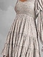 preiswerte Ausgefallene Kleider-Damen Minikleid Blumenkleid Boho-Kleid Druckkleid Westernkleid Klassisch Modern Outdoor Urlaub Ferien Normale Passform Blume Langarm Schulterfrei Blau Braun Grün Aprikose Sommer