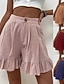 abordables Short en lin et coton-Femmes Short inspiré du lin Shorts Slacks Occasionnel Court Naturel Uni Boucle Confortable Extérieur Vacances Sortir Magenta foncé Vin Bleu ciel clair Noir Été Coupe régulière