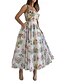 voordelige Cocktailjurken-A-Lijn Quinceanera Jurken Elegante Jurk Bruiloft Bruiloft Gast Enkel Lengte Mouwloos Scoop Nek Polyester Rugloos met Bloemenprint