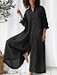 billige Bukser af almindelig bomuldshør-Kvinders Bomulds Linned Jumpsuit Ensfarvet Aktiv Blomstret Uden Ærmer Bootcut Ferie Gade Regular Fit Sort Hvid Pink Sommer
