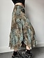 abordables Jupes graphiques-Femmes Jupe Bohème Occasionnel Boho Maxi Taille Basse Jupes Fleuri Imprimé Ourlet asymétrique Micro-Élastique Vacances Rue Vert Été Polyester