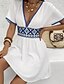 billige Boho-kjoler-Dame Mini kjole Boho-kjole Print kjole Western kjole Klassisk Moderne Feriereise Ferie Helg Normal Blomsternål i krystall Kortermet V-hals Hvit Sommer