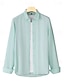 abordables Chemises élite-Homme Chemise en lin Chemise boutonnée Chemise Décontractée Couleur Unie Formel Occasionnel Blanche Vert Claire Rouge Marine foncé manche longue Col Rabattu Été Hiver Vêtement Tenue Pur
