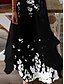 billige Blomsterkjole-Kvinders Kjole Sæt Maxi Kjole A-Line Kjole Sommer Kjole Ferie Boho Ombre Blomster Print 3/4 Længde Ærme Crew Hals Udendørs Daglig Sort Sommer Forår Regular Fit