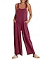 billige formelle jumpsuits-dame normal dungarees jumpsuit streetwear ensfarvet ærmeløs u-hals lomme gade daglig normal pasform sort gul lysegrøn sommer
