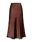 billige Ensfarvede nederdele-Dame Skjørte Mode Maxi Alm. taljede Nederdele Vanlig Spaltede spidser Mikroelastisk Ferierejse Afslappet / Hverdag Vin Flåde Sort Champagne Sommer Polyester