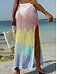 baratos Vestidos de Praia-Saia de Maiô Feminina  Cover Up Com Recorte para Férias na Praia Roupas de Banho Ombre Sem Mangas