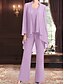 voordelige Onder 129,99 $-Pantsuit Moeder van de Bruid Jurk Bruiloft Gast Elegante Eenvoudige Jewel Hals Vloerlengte Chiffon Lange Mouw met Effen Kleur
