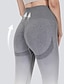 billige Yoga Leggings &amp; strømpebukser-Dame Yoga Bukser Yoga leggings Elastisk talje Mavekontrol Balleløft Yoga Gym Træning Pilates Bukser Farvegradient Grå Efterår Sport Sportstøj Elastisk Tynd