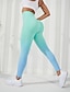 preiswerte Yoga Leggings &amp; Strumpfhosen-Damen Yogahose Yoga-Leggings Elastischer Bund Bauchkontrolle Po-Lifting Yoga Fitnesstraining Pilates Hosen Farbverläufe Rosa Purpur Grün Herbst Sport Sportkleidung Dehnbar Schlank