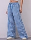 economico gamba larga e vita alta-Per donna Culotte Gamba Larga Pantaloni Eleganti Pantaloni Streetwear Casual Lunghezza intera Naturale A righe Tasca Design con Coulisse Elastica All&#039;aperto Confortevole Casual Quotidiano Weekend
