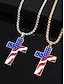 billige Tilbehør-USA 250-årsjubileum Menns Amerikansk Flag Cross Vedheng Halssmykke – Gull  Sølv Tone med USA Flag Design Stilig og Trendy Uformell  Uttrykkelig Bruk