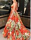 billige Aftenkjoler-A-linje quinceanera kjoler elegant kjole bryllup bryllupsgjest gulvlengde ermeløs sweetheart hals med blomstertrykk bryllupsgjest kjole