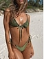 abordables Ensemble de bikinis-Maillots de bain pour femmes Bikini 2 pièces Maillot de bain thong Dos nu Slim Mode de vacances Couleur unie Col en V Sans manches Maillots de bain