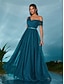 abordables Semi-formal / Cóctel-A-Line Vestidos de Quinceañera Vestido de Fiesta Boda Invitada Boda Largo Sin Mangas Cuello en V Tul Sin Espalda con Pliegues