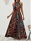 abordables Vestidos Boho-Mujer Vestido maxi Vestido de una línea Vestido con hombros descubiertos Vacaciones Casual Boho Exterior Noche Ajuste regular Graphic Cachemir Sin Mangas Cuello halter Azul Piscina Morado Marrón