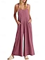 billige formelle jumpsuits-dame normal dungarees jumpsuit streetwear ensfarvet ærmeløs u-hals lomme gade daglig normal pasform sort gul lysegrøn sommer