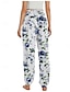 preiswerte Hose aus Baumwollleinen mit Grafik-Damen Leinen-inspirierte Hosen Weites Bein Hosen Hose Ethno-Stil Lässig Boho Volle Länge Hohe Taille Blumen Tasche Elastischer Bund Drucken Atmungsaktivität Weich Mikroelastisch Outdoor Yoga Wei