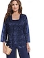 billiga Under 129,99 USD-Byxdress Brudmödraklänning Bröllopsgäst Elegant Fyrkantig Halsringning Golvlängd Polyester Spets Lång ärm med Enfärgad
