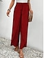 abordables jambe large et taille haute-Pantalons Baggy en Coton Lin Femme Chino à Jambes Larges Vacances Mode Streetwear Longueur Complète Taille Haute Géométrique Poche Ceinture Élastique Confort Doux Agréable Micro-élastique Extérieur