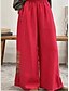 economico Pantaloni in lino e cotone semplici-Pantaloni boho da donna a gamba larga in tinta unita chinos vacanza stile vintage etnico lunghezza intera vita alta tinta unita tasca vita elastica comfort outdoor micro-elastici vacanza street