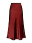 billige Ensfarvede nederdele-Dame Skjørte Mode Maxi Alm. taljede Nederdele Vanlig Spaltede spidser Mikroelastisk Ferierejse Afslappet / Hverdag Vin Flåde Sort Champagne Sommer Polyester