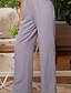 baratos Calça de linho de algodão simples-Mulheres Calças de linho de algodão Calças Roupa de rua Casual Comprimento total Natural Tecido Cintura elástica Confortável Casual / Diário Final de semana Cinzento Azul Marinho Preto Verde Tropa