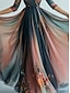 ieftine Rochii Boho-Rochie lungă pentru femei, rochie maxi, rochie casual, rochie leagăn, rochie florală, rochie de vară, rochie boho, vintage, vacanță, zi de zi, croială regulată, imprimeu floral, mânecă lungă, decolteu în V, albastru, vară