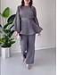 preiswerte Unter 129,99 $-Hosenanzug Brautmutterkleid Elegant Rundhalsausschnitt Bodenlang Polyester Langarm mit Schärpe / Band 2025
