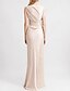 billiga Kjolklänningar för kväll-A-Linje Kvällsklänning Elegant Klänning Formell Golvlängd Ärmlös Rund Hals Ficka Italien Satin med Glitter Rynkad