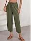 economico Pantaloni in lino e cotone semplici-Pantaloni chinos a gamba larga da donna in tinta unita moda streetwear a lunghezza intera vita alta semplici con tasche vita elasticizzata comodi morbidi confortevoli micro-elastici all&#039;aperto casual