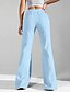 preiswerte Hose-Damen Schlaghose Stoffhosen Hosen Hose Streetwear Lässig Volle Länge Natürliche Taille Einfach Elastisches Kordelzugdesign Außenbereich Bequem Urlaub Ausgehen Hellhimmelblau Hellgrün Rosa Hellgrau