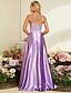 economico Abiti per feste da ballo-Abiti A-Line Quinceanera Abito da Festa Matrimonio Ospite di Matrimonio Lunghezza Parsa Senza Maniche Spalline Sottili Poliestere Schiena Nuda con Paillettes