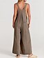 billige formelle jumpsuits-dame normal dungarees jumpsuit streetwear ensfarvet ærmeløs u-hals lomme gade daglig normal pasform sort gul lysegrøn sommer